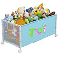Large Toy Box with Wheels 120L Toy Boxes for Extra Large Metal &amp Oxford Cloth Toy Chest Toy Organizer with Wooden Handle for Bedroom Living Room Area Stuffed Toys Clothes(Blue 1PC)