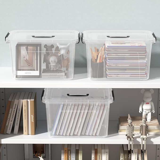 18 Liter Clear Plastic Box with Lid 4-pack Clear Bins Totes for Storage