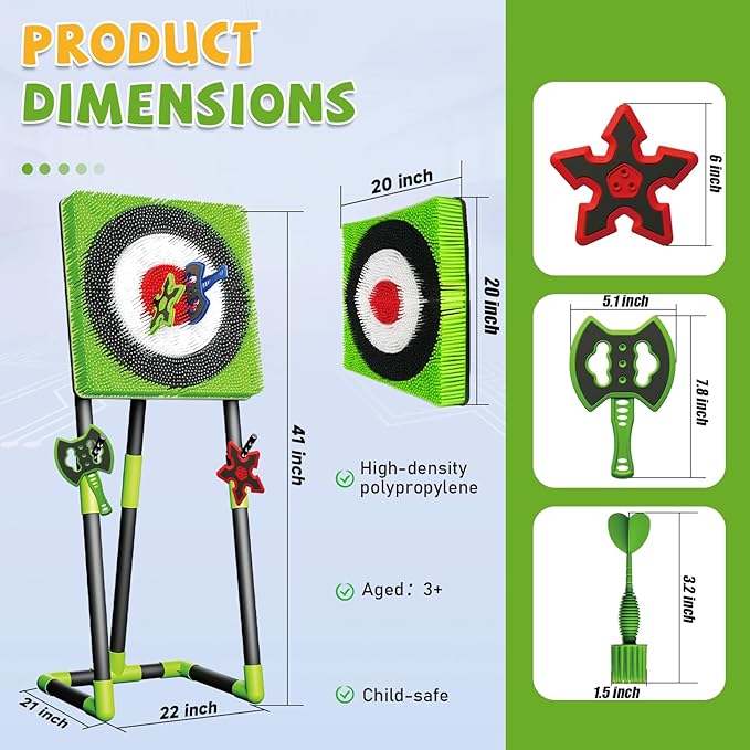 Axe Throwing Game for Backyard - Steel Frame Ax Throw Kit for Kids &amp Adults - Bristle Target with 6 Throwing Axes Set &amp Travel Bag - Outdoor/Indoor for Kids &amp Families Yard Carnival Games
