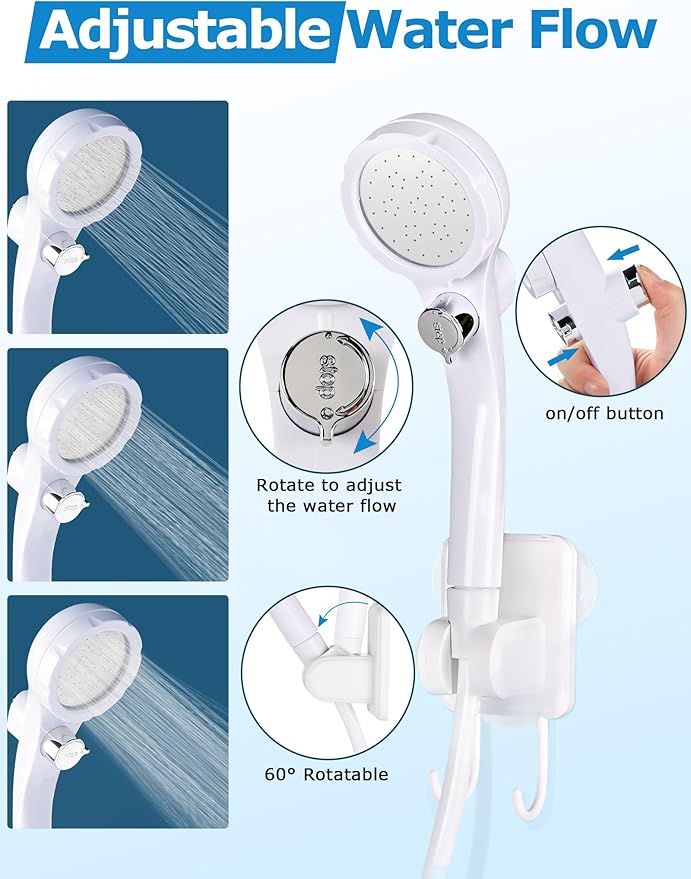 innhom Portable Shower Camping Shower Outdoor Camp Shower Pump Electric Rechargeable Portable Camping Shower Powered by Rechargeable Battery