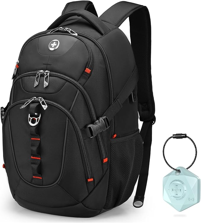 Swissdigital Design Travel Backpack for Men with Apple Find My Laptop Backpack with USB Charging Port RFID Protection Add-A-Bag System - Travel Backpack for Men-Finder Color Random | SD803BT013-01