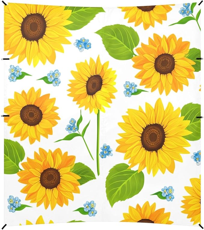 Beach Canopy with Windproof Ropes &amp Sandbags Beach Tent Sun Shade Sun Shelter for Camping Trips Fishing Backyard Fun or Picnics Sunflowers