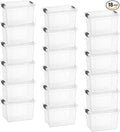 Superio Clear Storage Box with Lid 8.75 Quart Plastic Container Bins for Organizing Stackable Crates BPA Free Non Toxic Odor Free Organizers for Home Office School and Dorm 18 Pack