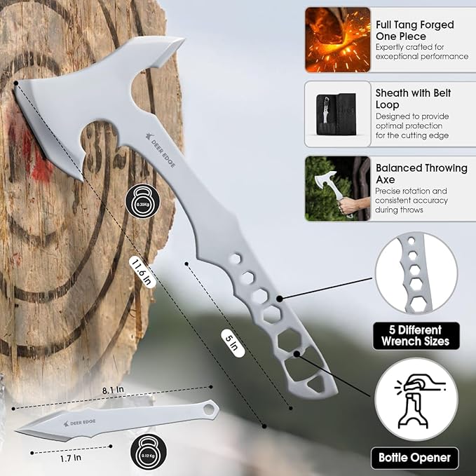 Professional Throwing Axe Set Pack of 6-11.5 Throwing Axe with Nylon Sheath - Stainless Steal Chopping Hatchet with Abs Handle for Competition and Recreation