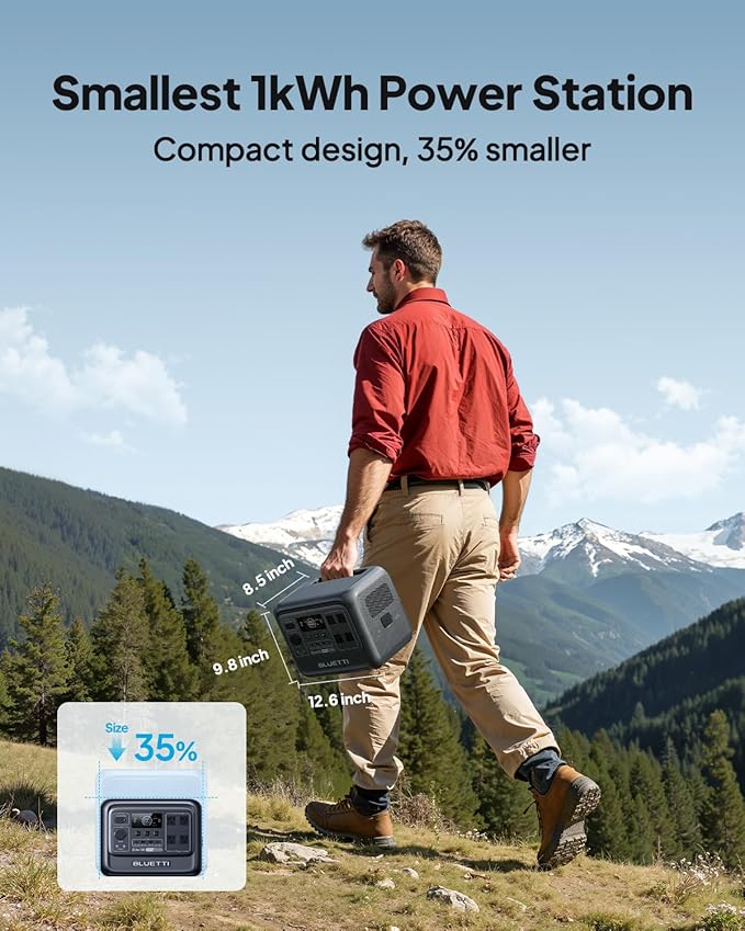 BLUETTI Elite 100 V2 Portable Power Station 1024Wh LFP Battery Backup w/ 4 1800W AC Ports (3600W Surge) 35% Smaller Fast Charge and UPS Solar Generator for Camping Road Trip Outages Home Backup
