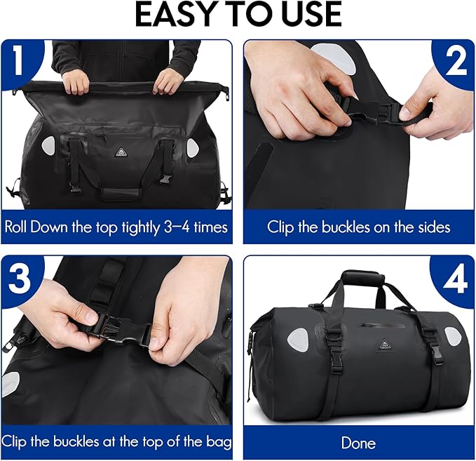 Haimont Waterproof Duffel Bag Roll-top Dry Duffel Bag with Quick-fixed Straps for Motorcycling Rafting Boating SUP Kayaking Travel 50L/70L