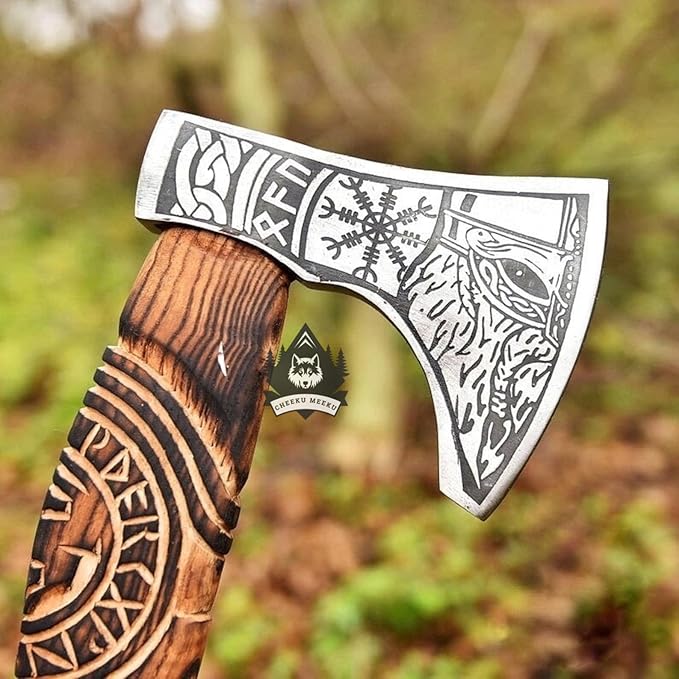 Hnadmade Two Handed Large Berserker Axe Norse Axe Scandinavian Viking Dane Ashwood Handle Functional Axe (FM-0008) ((FM-81))