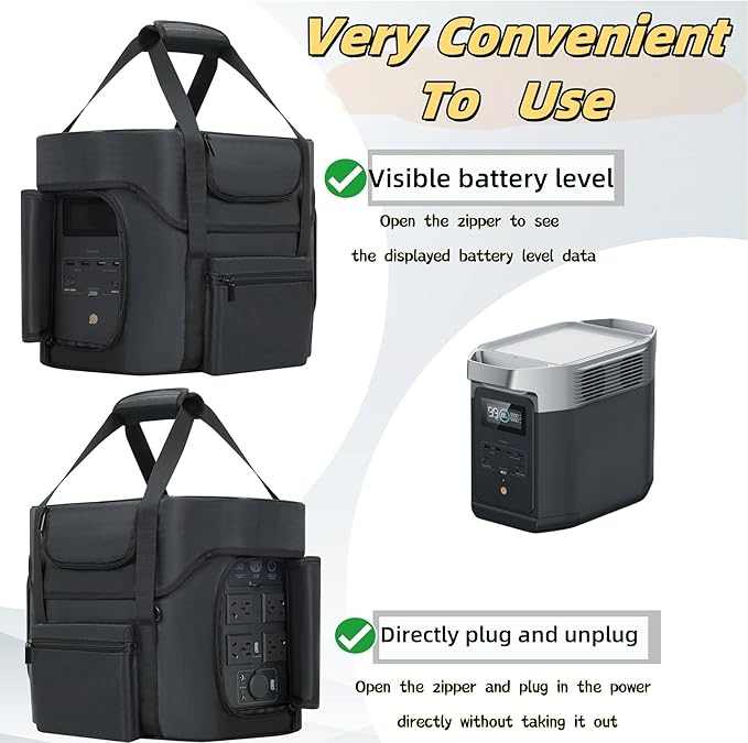 Compatible with ECOFLOW DELTA 2 Bag - Carrying Case &amp Soft Generator Cover |Durable Storage Case for Camping Essentials &amp Travel Accessories | Compatible with ECOFLOW DELTA 2 Power Station