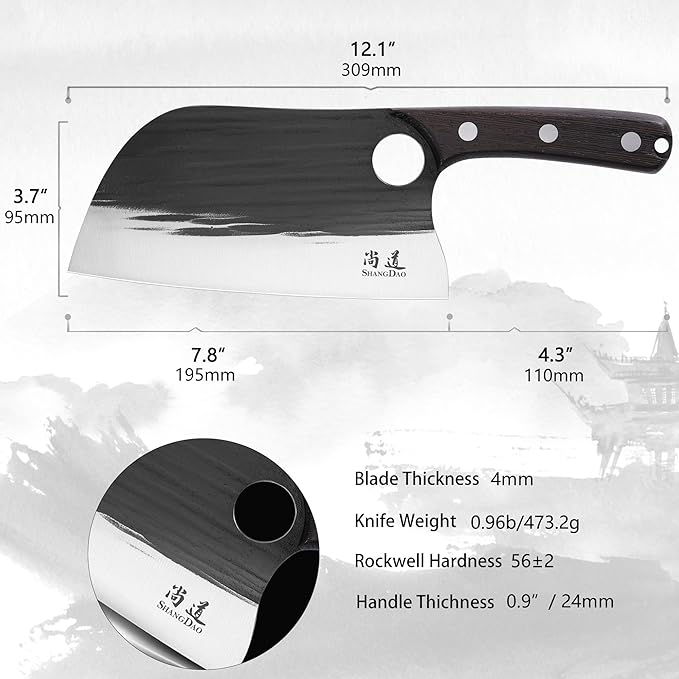 SHANGDAO Meat Cleaver Knife 7.8 Butcher Knife for Meat Cutting High-carbon steel Chopper Knife Vegetable Cleavers Forged Blade &amp Wood Handle Camping Thanksgiving Christmas Gifts