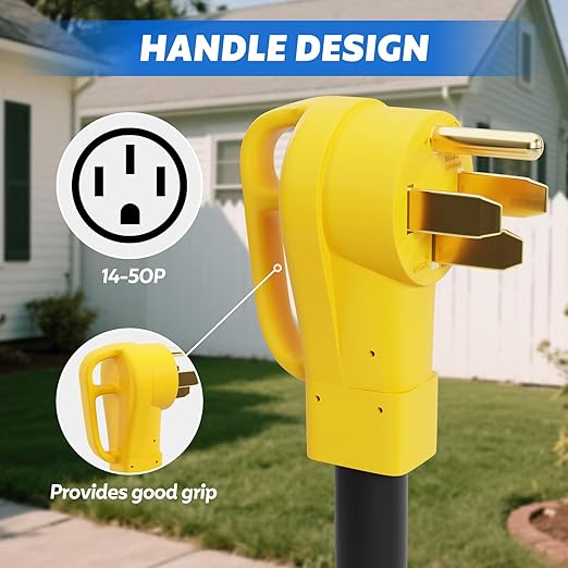 50A Generator Cord with Cord Organizer 20 FT 14-50P to SS2-50R Power Cord with Grip Handle Generator Plug with Twist Lock Generator Cord 50 amp 4 Prong for Emergency or Power Shortage ETL Listed