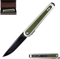 ALBATROSS Urban Utility Gear Folding Knife 3.3” Black D2 Blade Green Aluminum &amp G10 Reversible Clip Ultra-Light Gifts for Father's Day Mother's Day Birthday