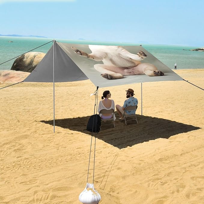 ALAZA Yoga Funny Pug Dog Beach Tent Sun Shelter Portable Canopy Sunshade for Outdoor Camping Picnics Backyard Fun 10x9 ft