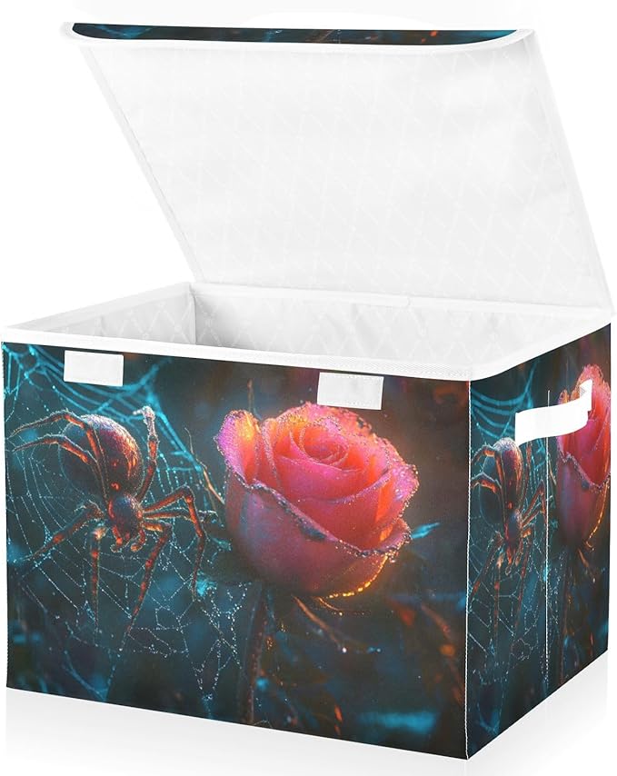 AIXIWAWA Lidded Storage Cube (Gothic Valentine) Fabric Foldable Closet Bins with Flip Lid and Handles Organizer Basket Container 16.5 x 12.6 x 11.8 IN
