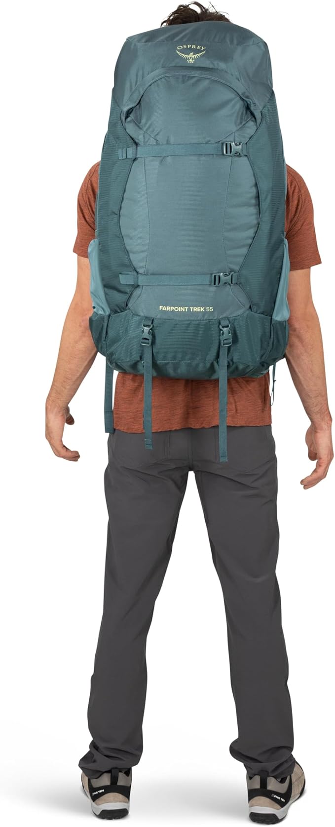 Osprey Farpoint Trek 55L Men's Travel Backpack - Hybrid Backpacking &amp Travel Bag with Internal Organization Cascade Blue/Torrent Blue