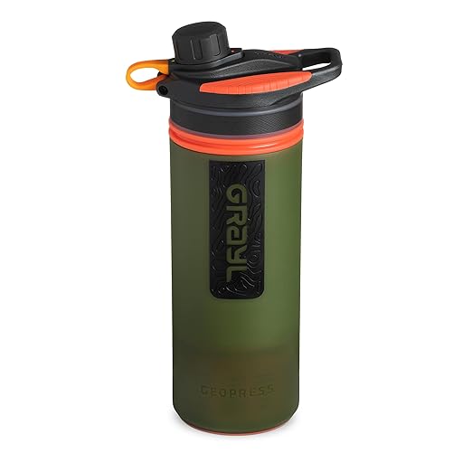 GRAYL GeoPress 24 oz Water Purifier Bottle - Filter for Hiking Camping Survival Travel (Oasis Green)