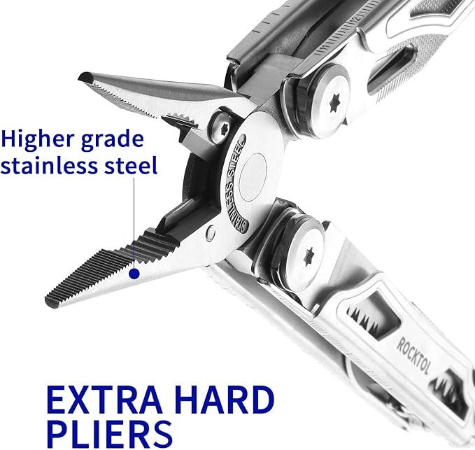 ROCKTOL Multitool SK04 VG-10 Blade 22-in-1 Multi-tool Pliers with Fire Starter Emergency Whistle Glass Breaker Safety Locking and Nylon Sheath for Survival Camping multi tool for men