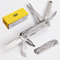 SQT2056 13-in-1 Multitool Knife with Glass Breaker Survival Knife for Outdoor Camping Hiking Emergency - Portable Scissors Screwdrivers Can Opener for EDC Work &amp Adventure