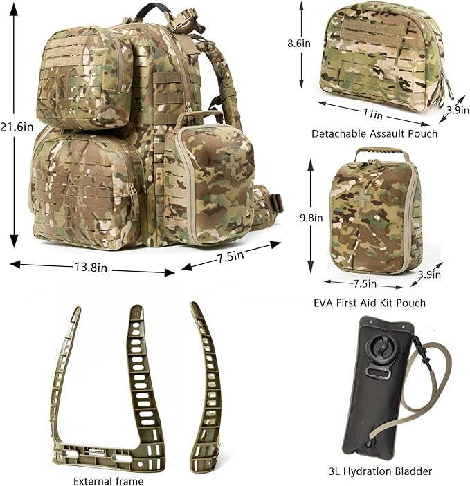 MT Military MOLLE 2 Medium Rucksack Army Tactical Large Backpack 3 Days Assault Pack