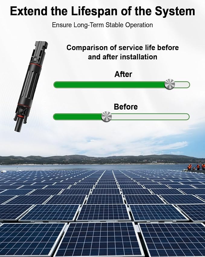 25A -1000V Solar Fuse Holder Inline with 5PCS Male and Female Connector Weatherproof and Fire-Safe PV in-Line Fuse 10PCS Black