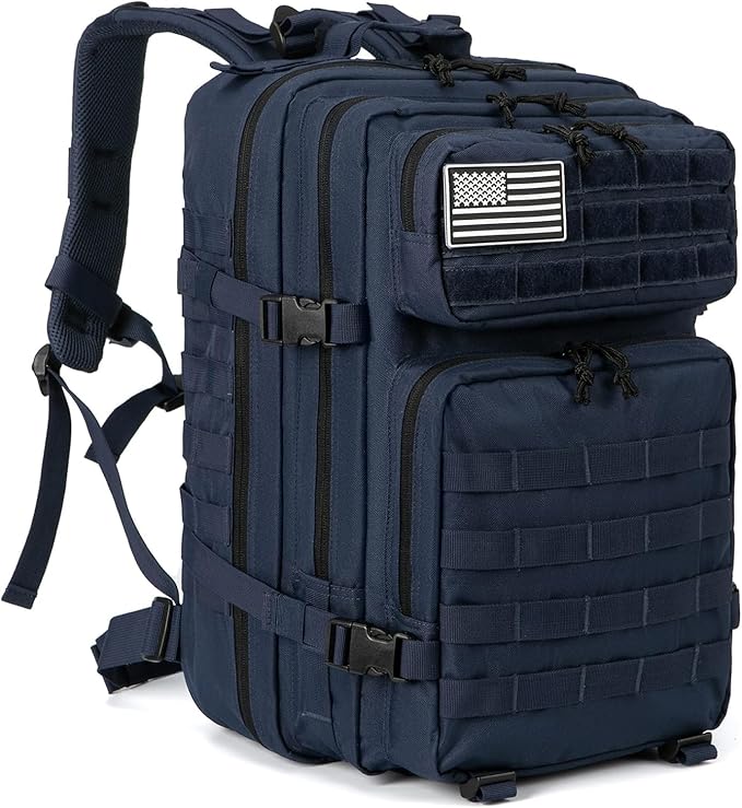 50L Tactical Backpack Training Gym Fitness Bag Outdoor Hiking Camping Army Molle Backpacks for Men Travel (BLUE)