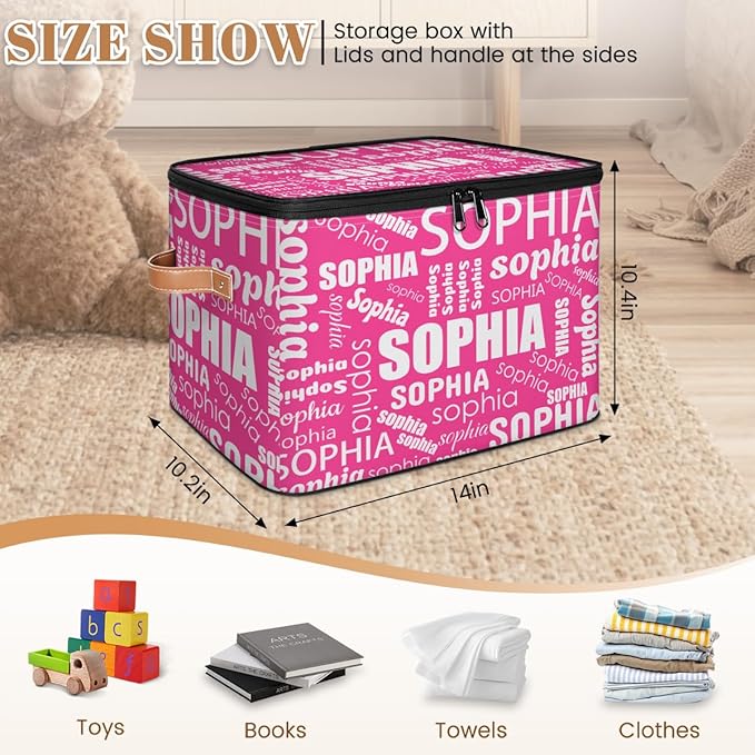 Storage-Bins with Lids Personalized Closet-Storage-Bins Under Bed Organizer-Container Stackable-Cubes-Box for Home Bedroom Hot Pink