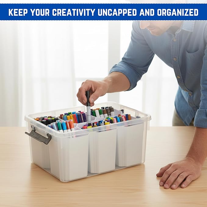 Trivon 17 QT Plastic Storage Bins Clear Storage Box with Lids Multipurpose Stackable Storage Containers for Organizing Tool Craft Crayon Clear Storage Bins with Lids