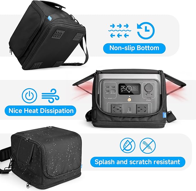 Xxerciz Carrying Case Compatible with ECOFLOW River 2 Pro/River 2 Max Storage Bag with Adjustable Shoulder Strap Soft Generator Cover with Waterproof Bottom and Side Zippers for Outdoor Travel