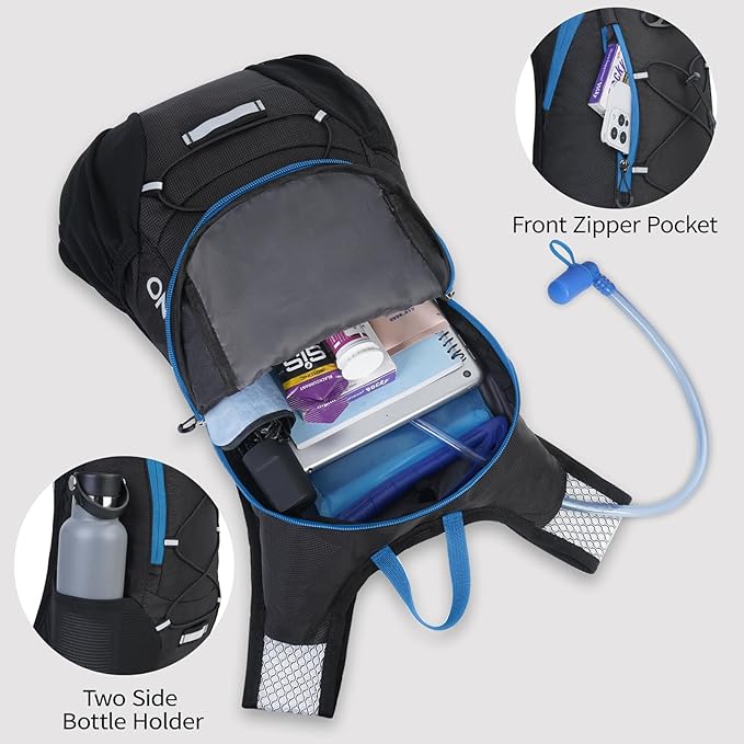 Lightweight Hydration Backpack Running Backpack with 2L Water Bladder Hydro Water Daypack for Cycling Hiking Rave for Men Women