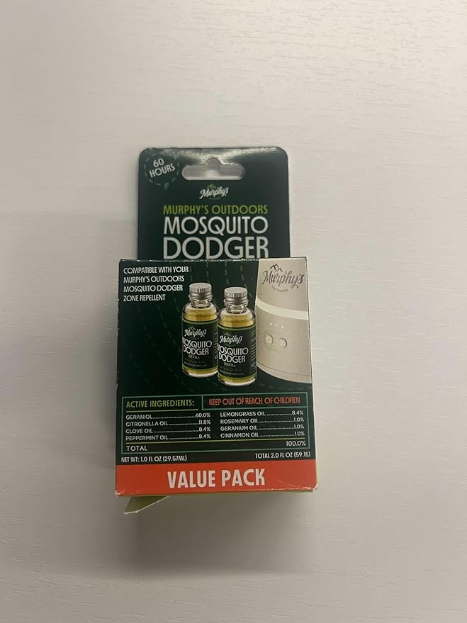 Murphy's Naturals Mosquito Dodger Zone Repellent Refills Repels 30 Hours Each Made for Murphy's Naturals Mosquito Dodger 1oz Refill Bottles 2-Pack