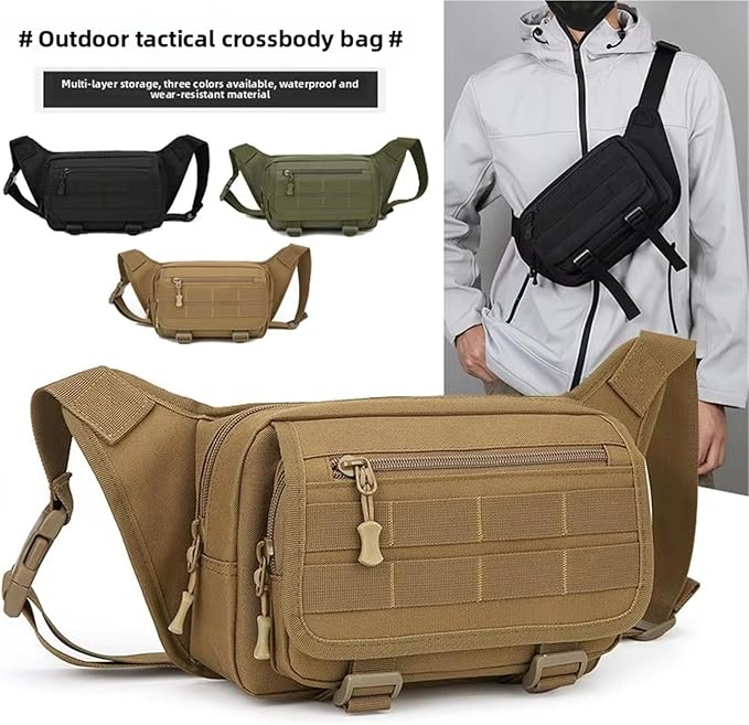 Tactical Fanny Pack Nylon Waist Bag Large Capacity Waterproof Molle Chest Rig Crossbody Shoulder Bag for Hiking Cycling