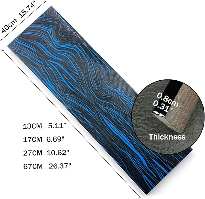2-piece set of resin knife handle scales blanks material Black and blue patterns DIY folding knife carving decoration(130x43x6mm2PCS)