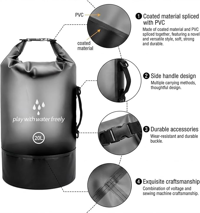 Waterproof Dry Bag for Women Men5L/10L/20L Roll Top Lightweight small Storage Bags Backpack for KayakingFloatingBoatingCampingPaddle boardraftingHiking and Beach Accessories