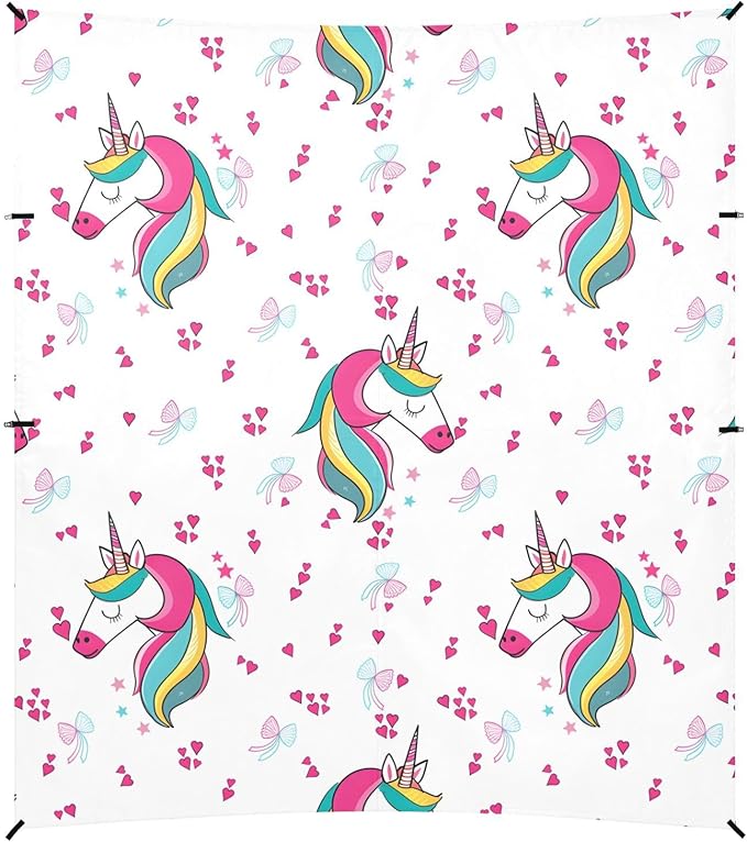 ALAZA Unicorn Bow Pattern Beach Tent Sun Shelter Portable Canopy Sunshade for Outdoor Camping Picnics Backyard Fun 10x9 ft