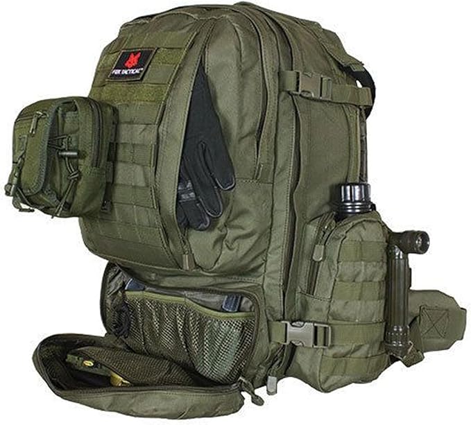 FOX OUTDOOR PRODUCTS Advanced 3-Day Combat Pack | 69L Tactical Backpack w/Dual Hydration Ports Compression Straps &amp Storage