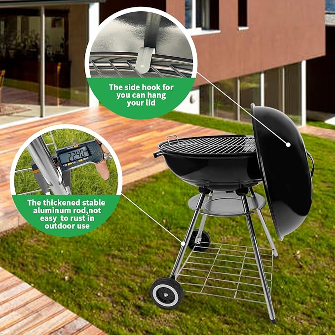 Charcoal Grill 22 Inch Outdoor Enamel Apple Shape Portable Camping Grill Barbecue Charcoal Bbg Kettle Grill