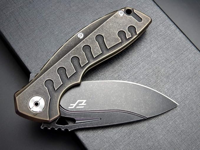 Eafengrow EF949 Folding Pocket Knife EDC D2 Steel Blade Titanium Alloy handle with Pocket Clip Fast Opening Ball Bearing Folder with Frame Lock For Outdoor Camping Travel