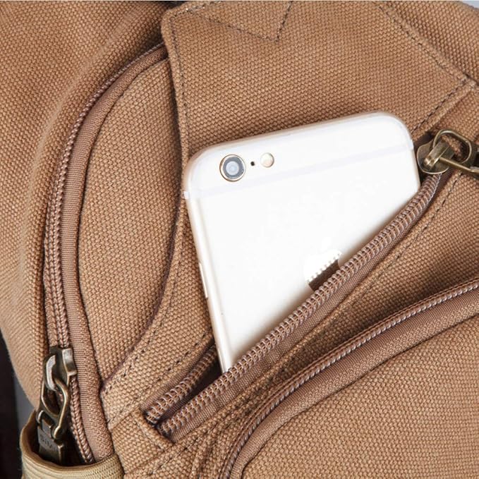 SIMU Sling Bag Pack Canvas Shoulder Sling Backpack Small Crossbody Chest Bag for ipad mini (Large grey)