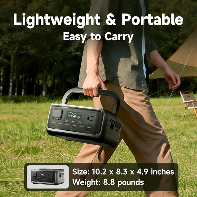 ALLPOWERS VOLIX P300 300W(600W peak) Portable Power Station with UPS Function256Wh LiFePO4 BatteryMPPT 110W Max1-Hour AC Fast Charge to 80%Home BackupOfficeRVCamping