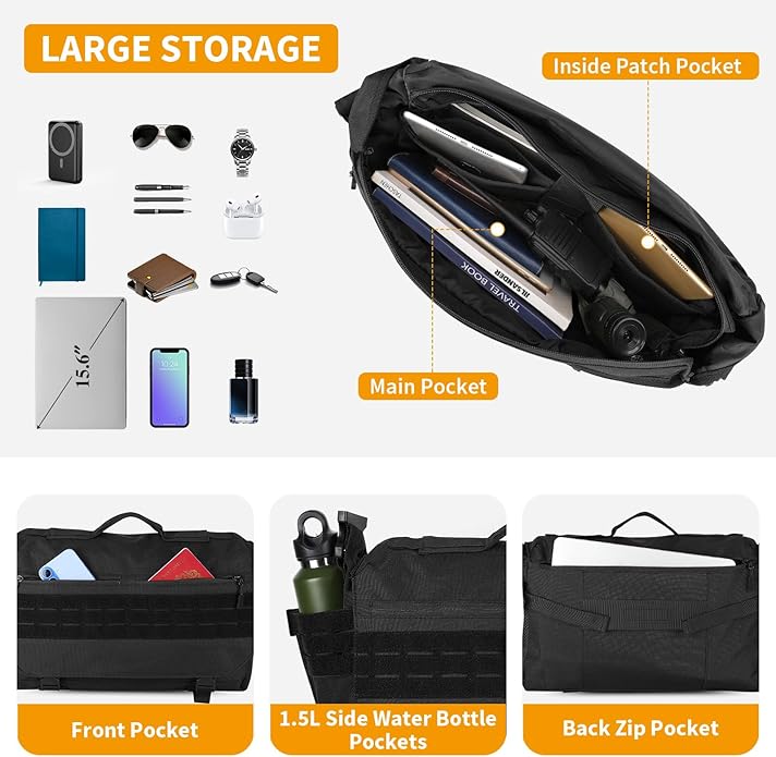 HUNTVP Messenger Bag Tactical Messenger Bag Men Canvas Shoulder Crossbody Military Laptop Bag for Work Outdoor Camping Hiking