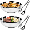 2 Pack 304 Stainless Steel Pasta Bowls 47oz Double Walled Insulated Soup Salad Bowls Unbreakable 8.7 Large Cereal/Ramen/Udon/Noodle/Pho Bowl Plates with 2 Spoons &amp Forks Dishwasher Safe