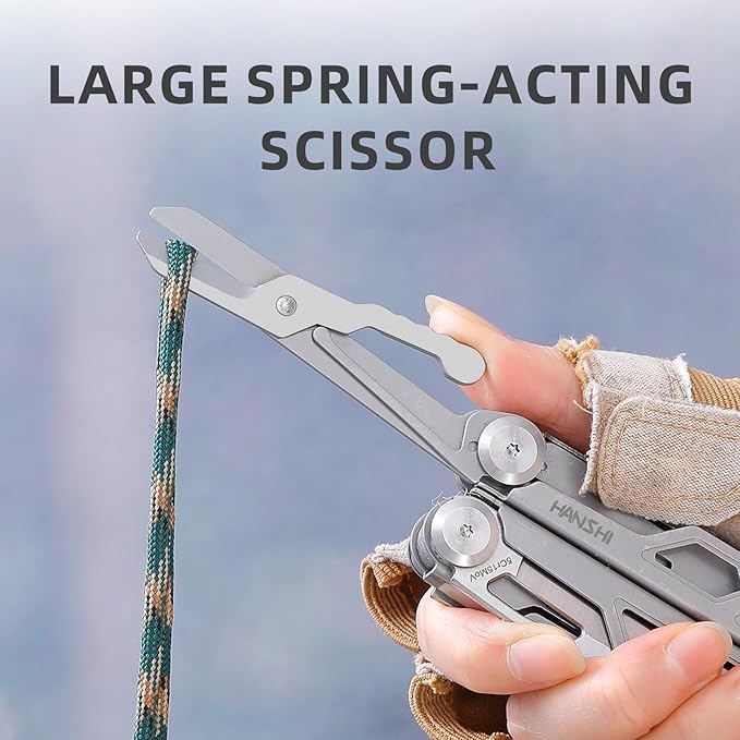 HANSHI Multitool Pliers 22-in-1 YG10 Tungsten Steel Multi Tool with ScissorsReplaceable Wire Cutters Flint Window Breaker Back ClipIdeal for Camping Survival and Gift(Silver)