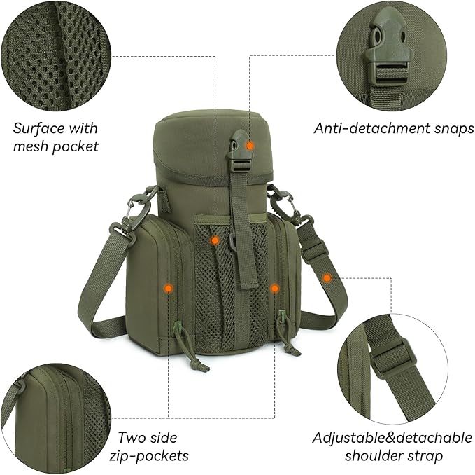 Large Tactical Molle Water Bottles Bag Pouch with Strap Water Bottle Carrier Bag Molle Tactical Pouches for Backpack