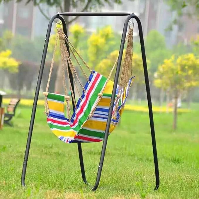 Hammock Chair Stand A-Shaped Heavy Duty Steel Swing Stand for Indoor Outdoor Use 330lbs Capacity Rust-Resistant Metal Frame with Non-Slip Base for Patio Garden Yard (Hammock Not Included)