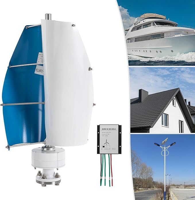 Vertical Wind Turbine 500W Vertical Axis Wind Turbine 12V Wind Generator Kit with Controller 2 Blades Permanent Magnet Generator Vertical Axis Windmill for Home Corporate Industrial