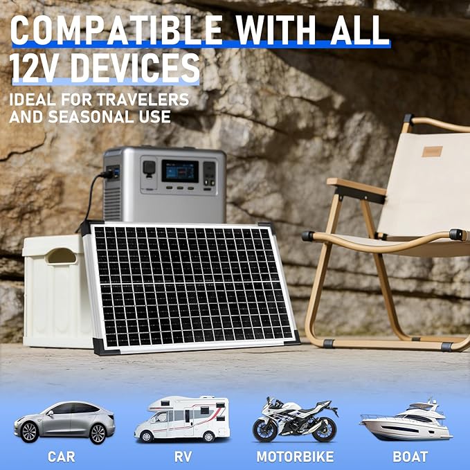Solar Panel Kit 30W 12V MonocrystallineBattery Maintainer +10A Solar Charge Controller + Extension Cable with Battery Clips O-Ring Terminal for RV Marine Boat Off Grid System