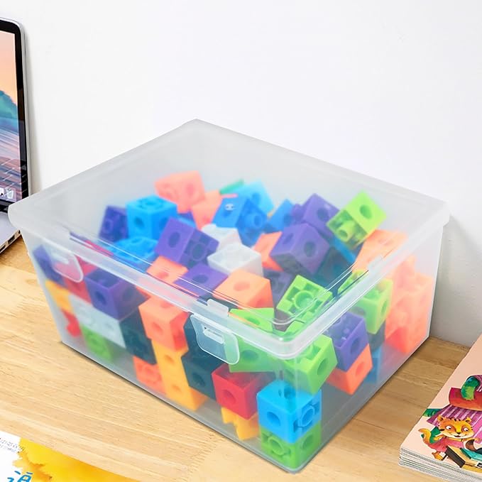 20 Pcs Plastic Playroom Storage Organizer Box Stackable Bins with LidsClear Storage Containers for Holds Small Toys Building Blocks Puzzles (7.09 x 5.2 x 3.43 Inch5.6 x 4.1 x 2.4 Inch)