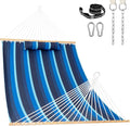 Lazy Daze Hammocks 12 FT Sunbrella Fabric Hammock not Fading with Spreader Bars and Free Pillow Fits for 2 Persons All Weather and Fade Resistant for Patio Yard 450 lbs Capacity Gateway Indigo