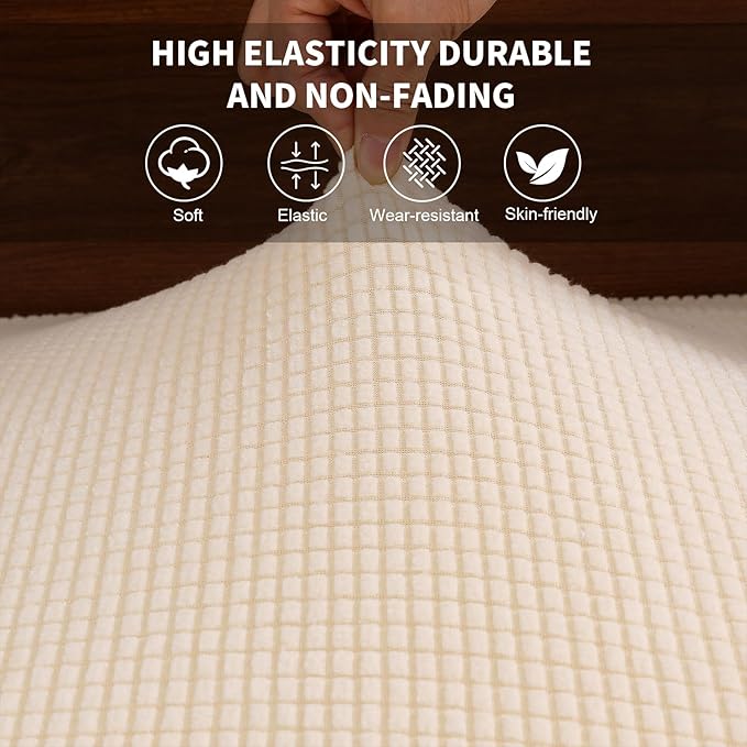 KRFOONN RV Dinette Cushion Covers Stretch Sofa Seat Slipcovers Replacement Camper Cushions Cover Washable Couch Cushion Slipcovers for RV Camper Car Bench(1 Backrest Cover &amp 1 Bench Cover Beige)