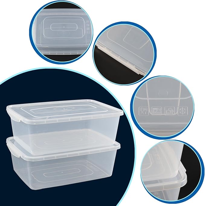 16 Quart Clear Latching Bin with Lid 2 Pack Multiuse Plastic Container Box