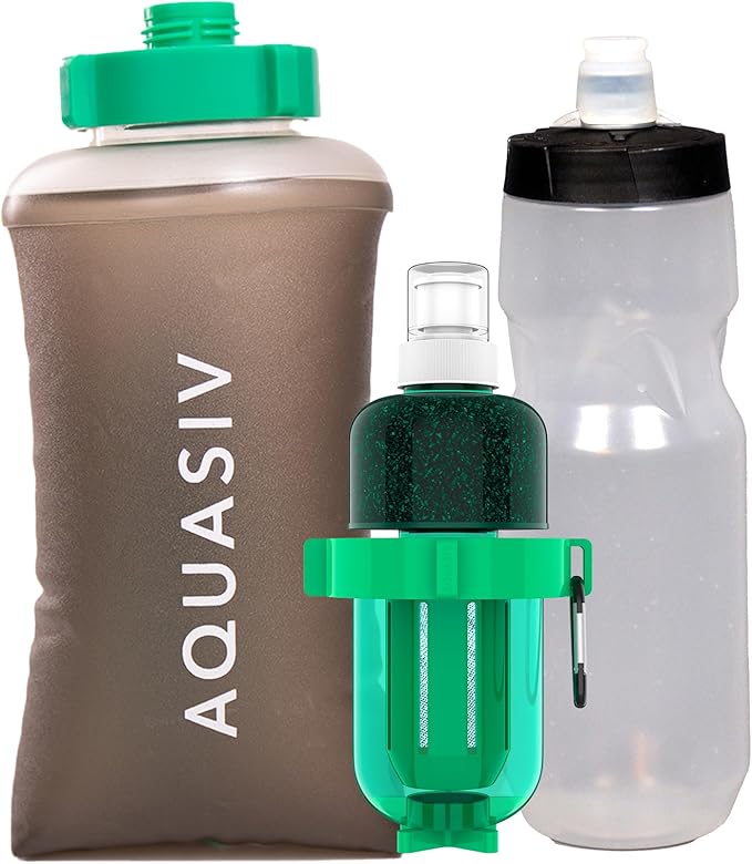 Gravity Water Filter Kit - HFM Carbon &amp Pre Filter Portable Squeeze Pouch - Reliable Camping &amp Hiking